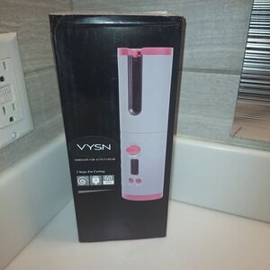 VYSN Pink & White Wireless USB Auto Hair Curler - One-Button Styling